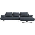 ECKSOFA  in Chenille Dunkelblau Rückenkissen, Armlehnenkissen  334/168 cm  - Schwarz/Dunkelblau, Design, Textil/Metall (334/168cm) - Dieter Knoll