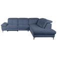 ECKSOFA Blau Webstoff  - Blau/Schwarz, KONVENTIONELL, Textil/Metall (288/225cm) - Carryhome