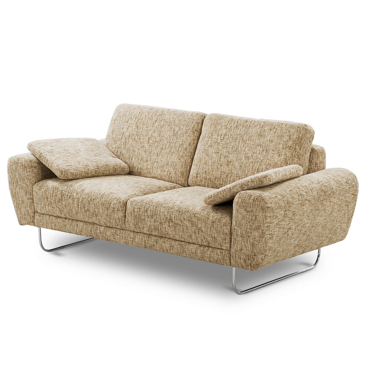 2-SITZER-SOFA SPRING in Webstoff Hellbraun Modern  - Chromfarben/Hellbraun, Design, Textil/Metall (157/85/92cm) - Livetastic