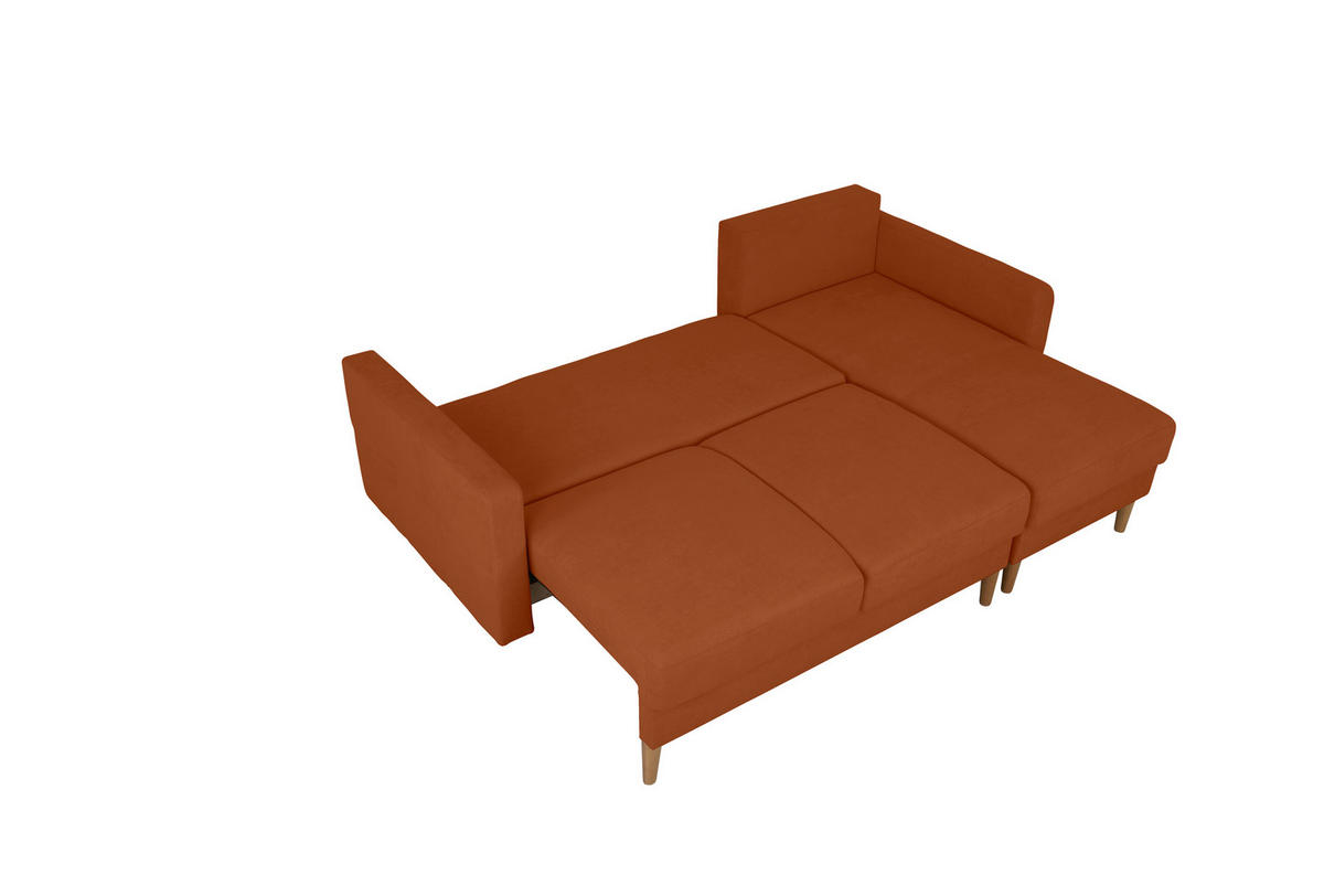 ECKSOFA in Terracotta  - Buchefarben/Terracotta, Design, Holz/Textil (223/157cm) - MID.YOU