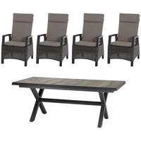 GARTENGARNITUR 5-teilig  - Anthrazit/Grau, Basics, Keramik/Kunststoff (100/109/200cm) - Siena Garden