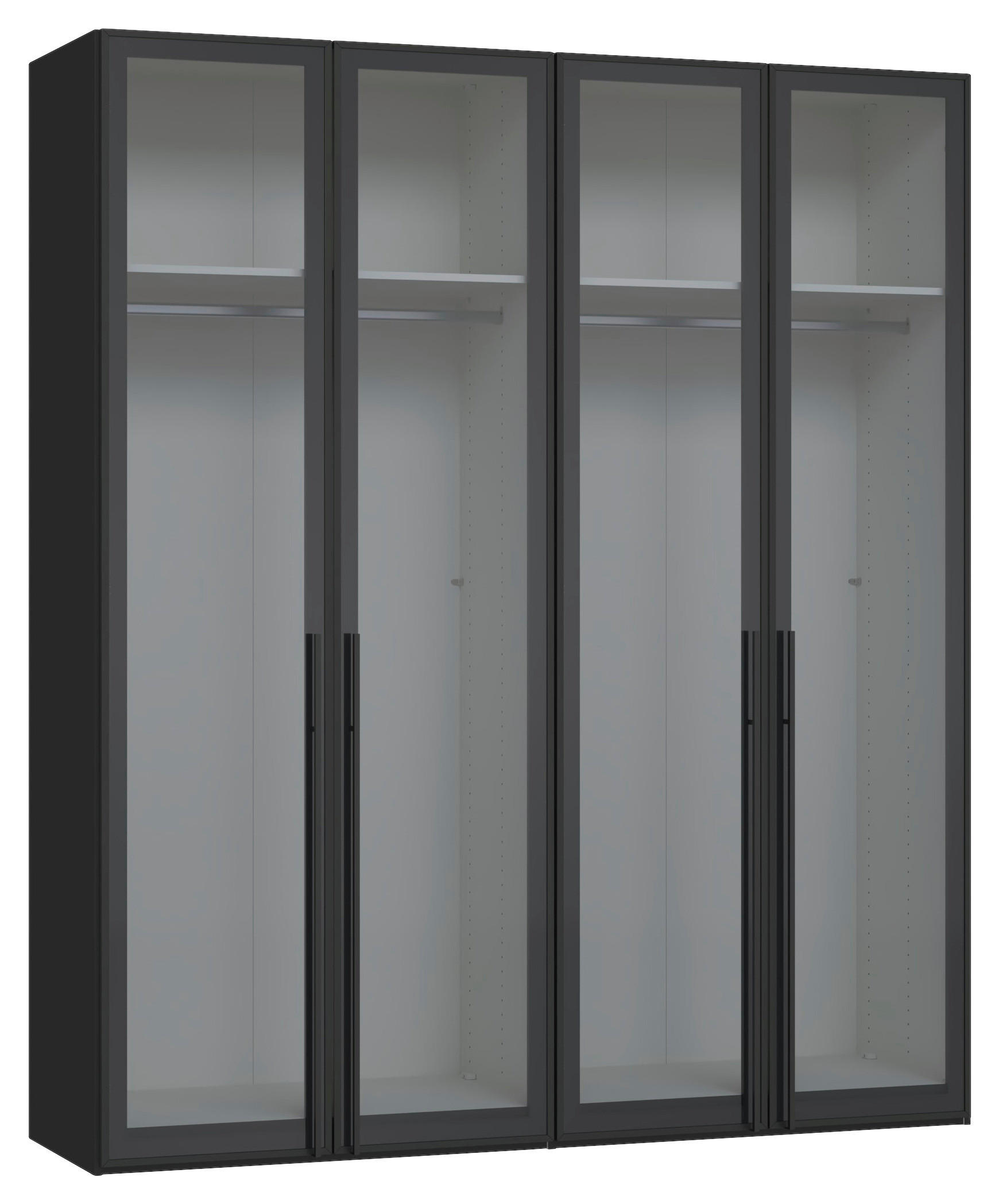 DREHTÜRENSCHRANK 203/236/59 cm,  in Schwarz, 4-türig  - Schwarz, Design, Glas/Holzwerkstoff (203/236/59cm) - Jutzler