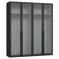 DREHTÜRENSCHRANK 203/236/59 cm,  in Schwarz, 4-türig  - Schwarz, Design, Glas/Holzwerkstoff (203/236/59cm) - Jutzler
