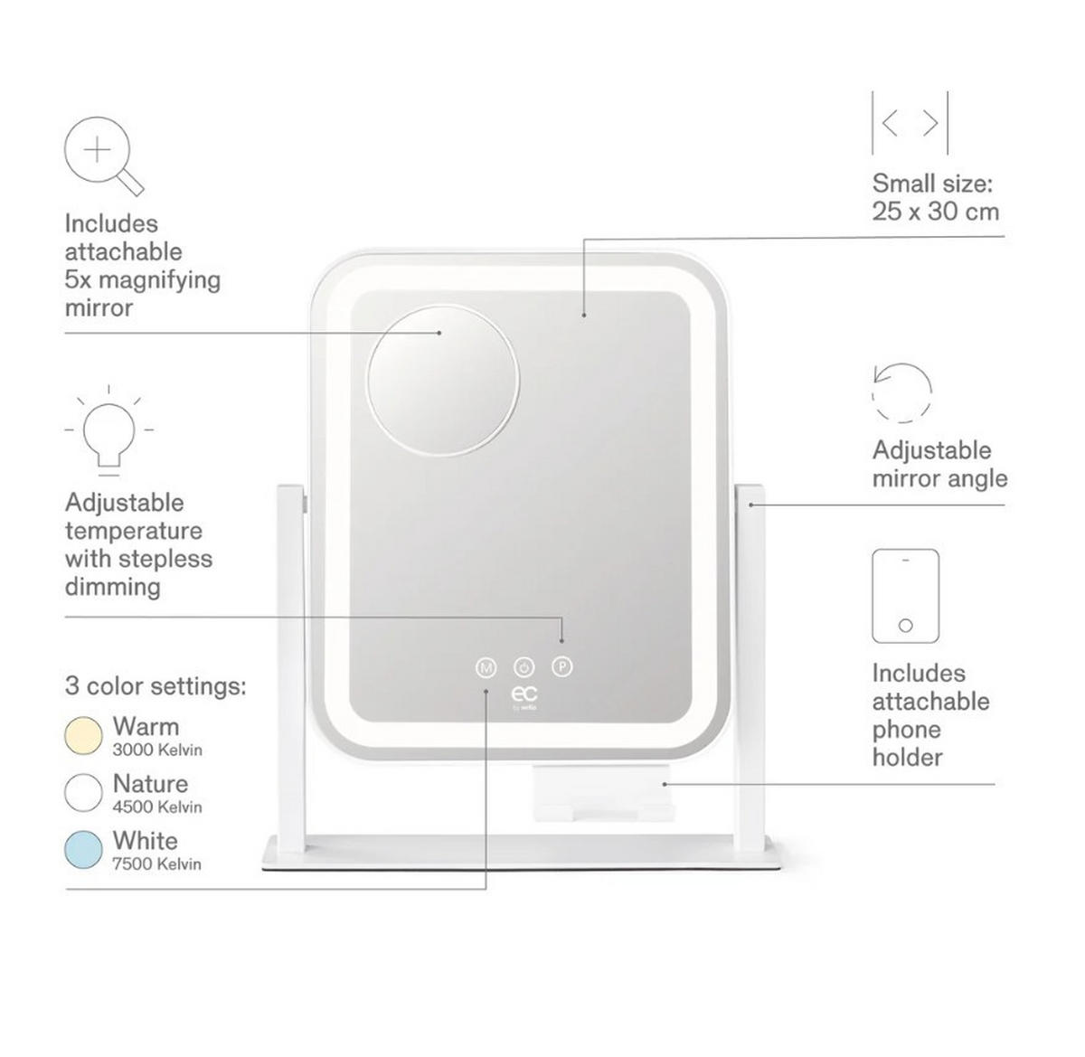 SMINKSPEGEL 30,5/35/6 cm  - vit, Basics (30,5/35/6cm) - Best Price