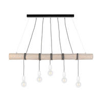 HÄNGELEUCHTE 115/68/140 cm  - Weiß Hochglanz/Hellgrau, Natur, Holz/Keramik (115/68/140cm)