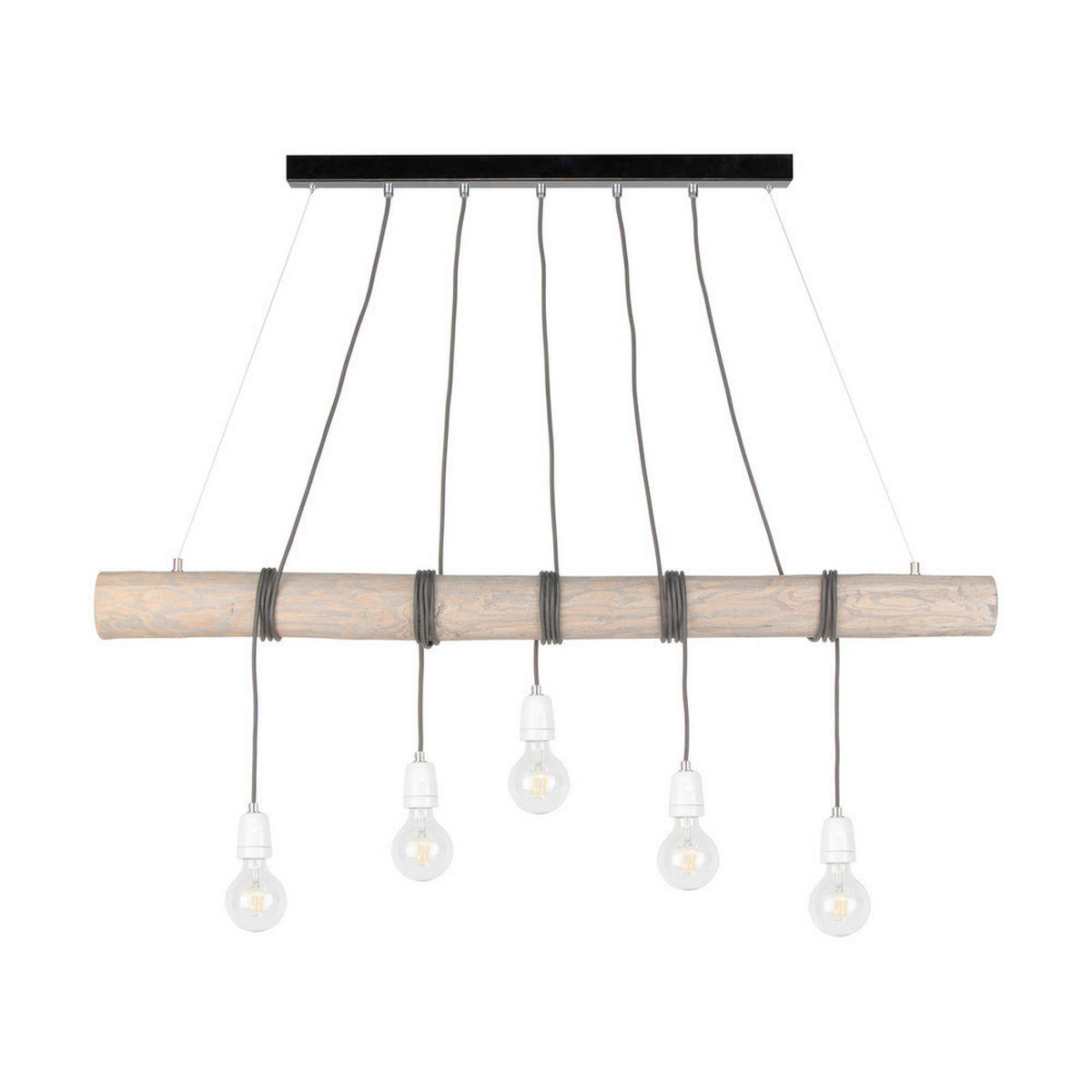 HÄNGELEUCHTE 115/68/140 cm  - Weiß Hochglanz/Hellgrau, Natur, Holz/Keramik (115/68/140cm)