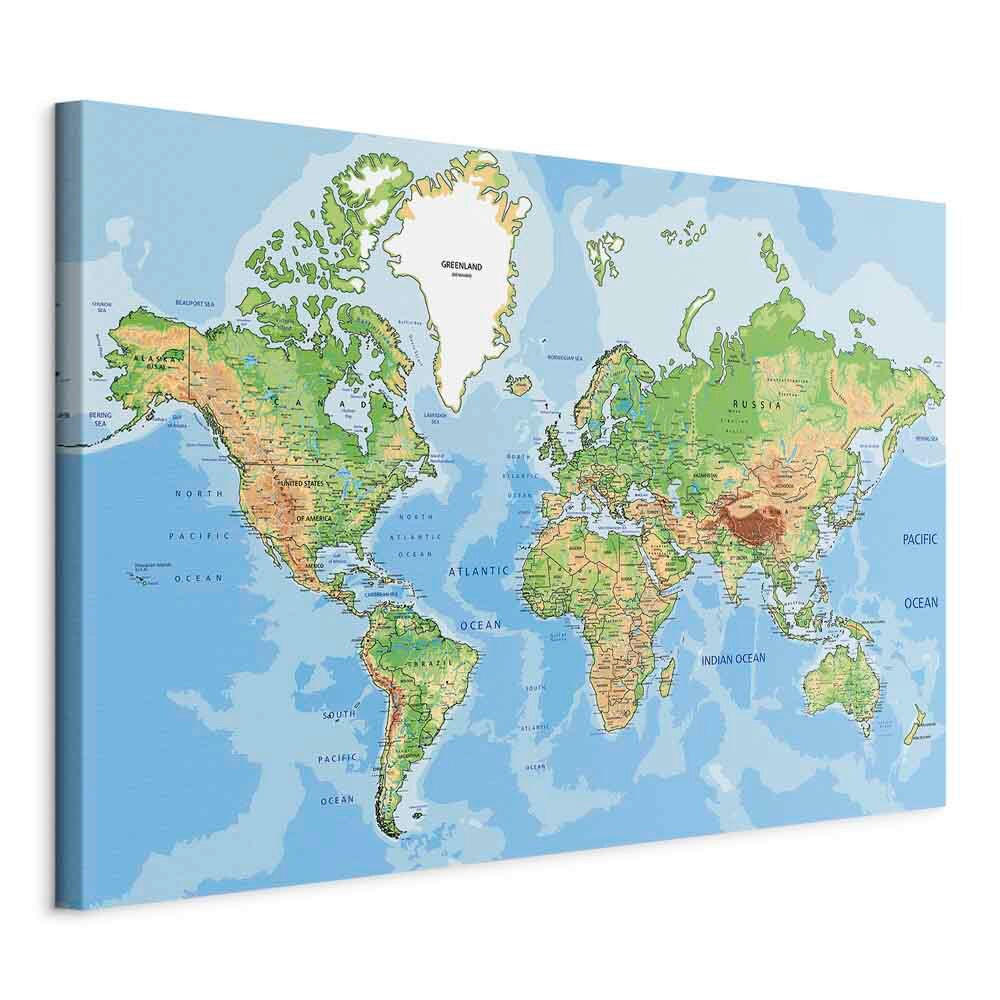 artgeist LEINWANDBILD, mapa světa, 120/80/1,2 cm