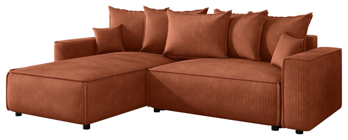 ECKSOFA  Cord Rostfarben  - Rostfarben/Schwarz, Modern, Kunststoff/Textil (190/280cm) - MID.YOU