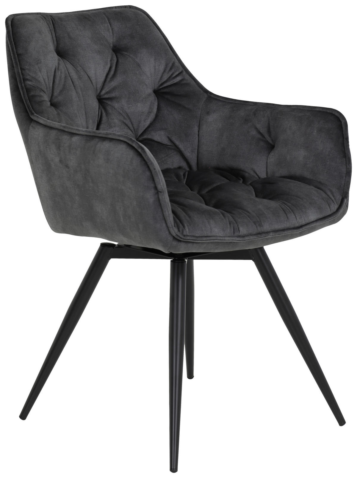 ARMLEHNSTUHL-SET 2 Stück  in Stahl Samt  - Anthrazit/Schwarz, MODERN, Textil/Metall (56/82/63cm) - MID.YOU