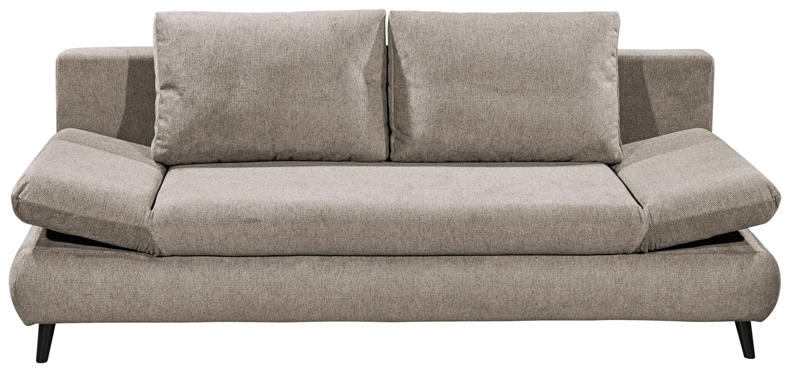 SCHLAFSOFA  mit Schlafen auf Sitzhöhe, Rücken echt Mikrofaser Taupe  - Taupe/Schwarz, KONVENTIONELL, Kunststoff/Textil (212/88/101cm) - MID.YOU