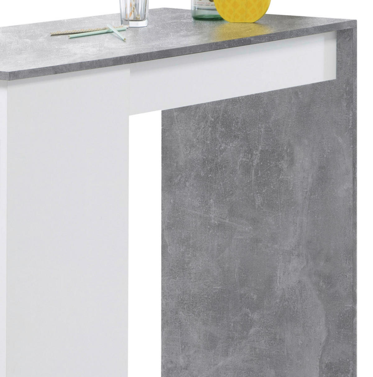 BARTISCH rechteckig Weiß, Hellgrau  - Hellgrau/Weiß, KONVENTIONELL, Holzwerkstoff/Metall (115/50/104cm) - MID.YOU