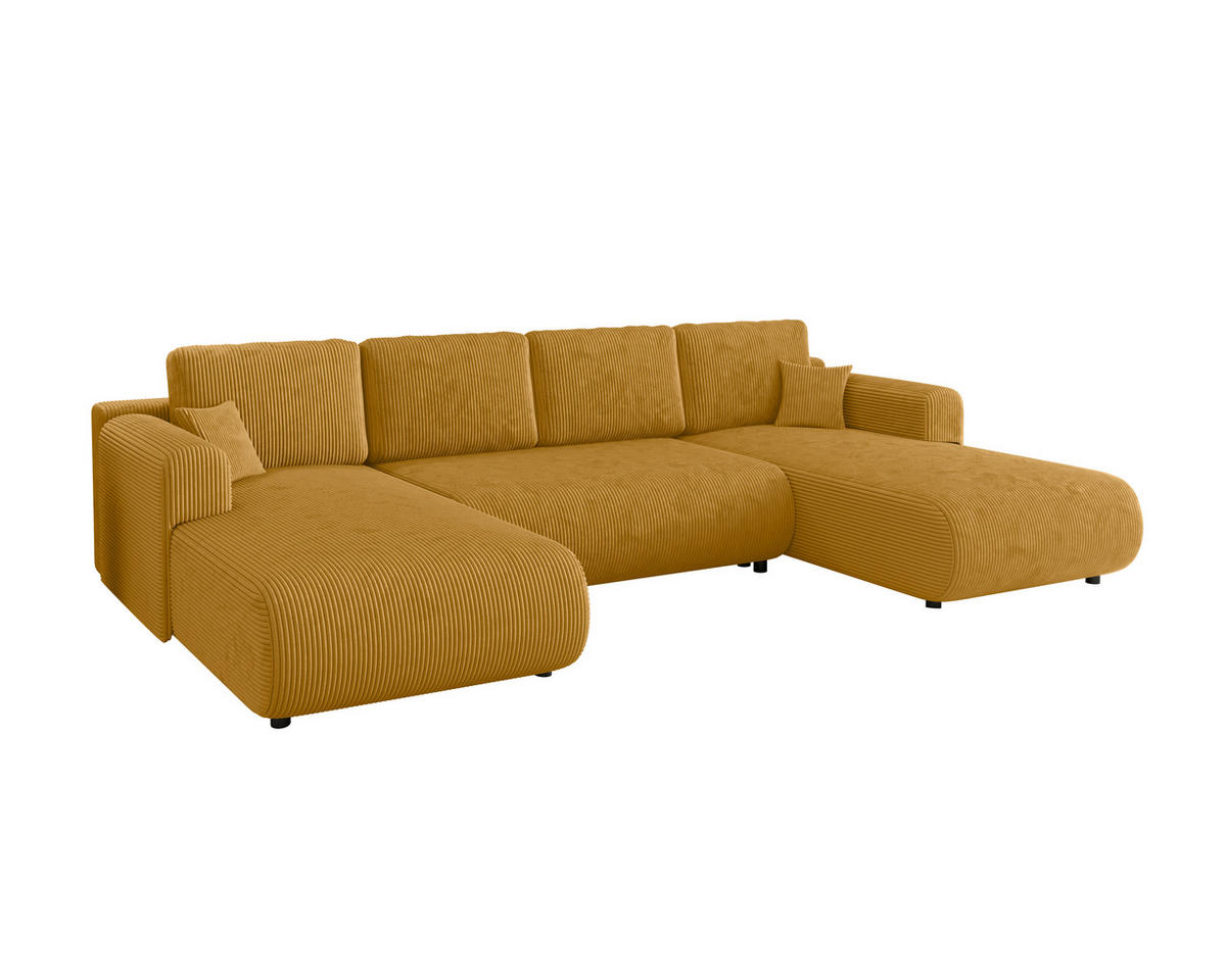 WOHNLANDSCHAFT Currygelb Cord  - Currygelb/Schwarz, KONVENTIONELL, Textil (200/360/200cm) - Xora