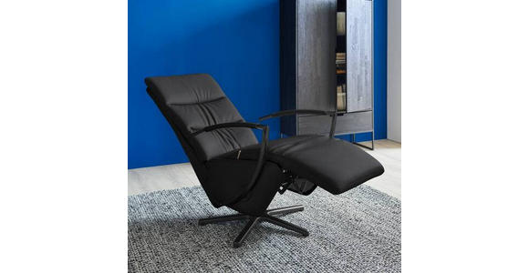 RELAXSESSEL in Leder Schwarz - Schwarz, Design, Leder/Metall (64/112/80cm) - Cantus