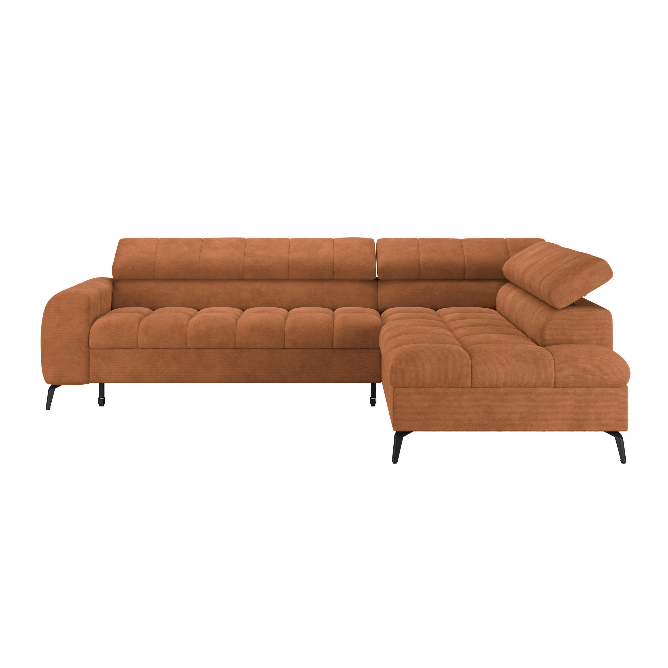 ECKSOFA Rostfarben Bettkasten, Rücken echt, Kopfteilverstellung  - Rostfarben/Schwarz, Trend, Kunststoff/Textil (261/203cm) - Livetastic