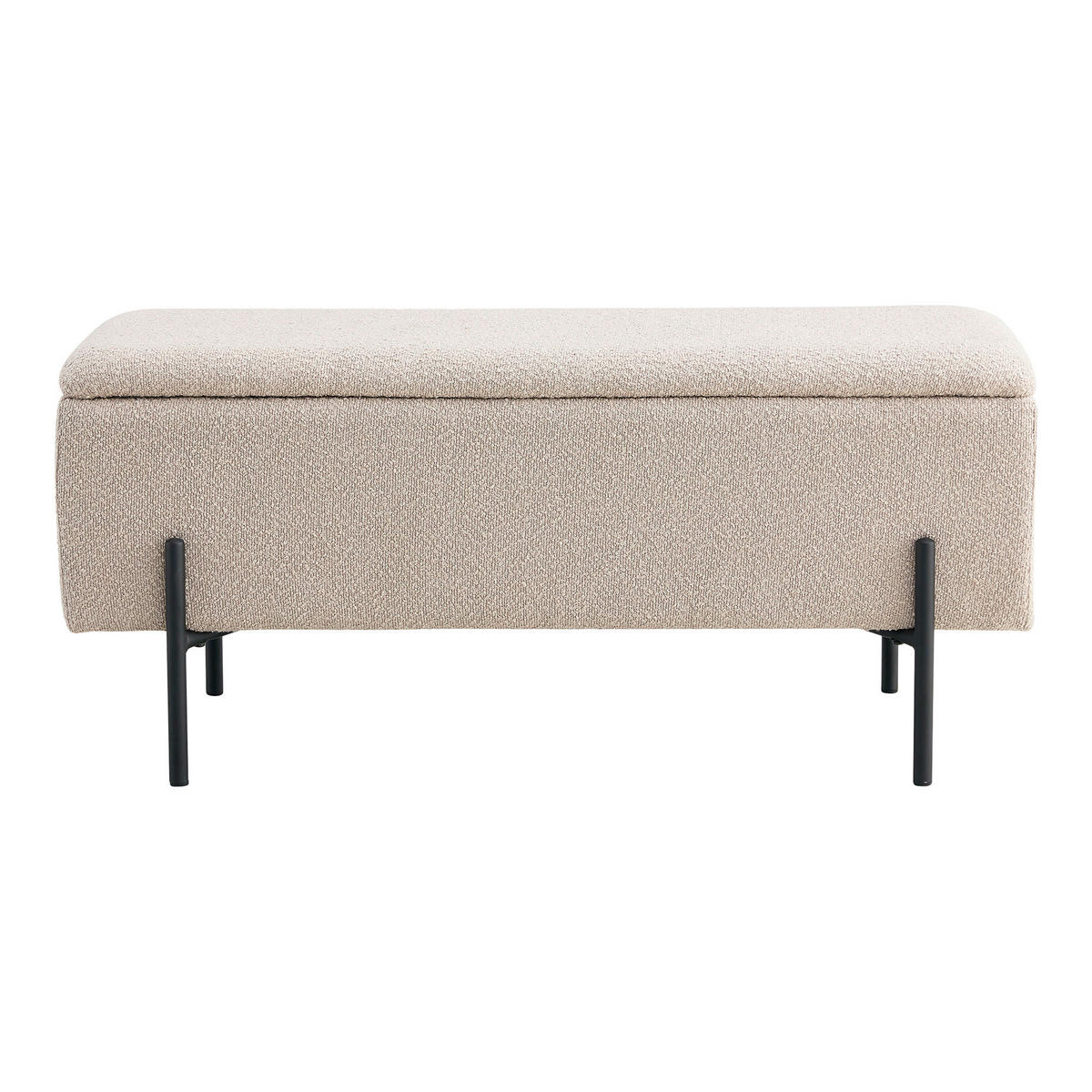 TRUHENBANK 95/43/36,5 cm Bouclé Beige Metall  - Beige/Schwarz, Design, Textil/Metall (95/43/36,5cm) - MID.YOU