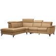 ECKSOFA in Echtleder Honig  - Schwarz/Honig, Design, Leder/Metall (239/289cm) - Cantus