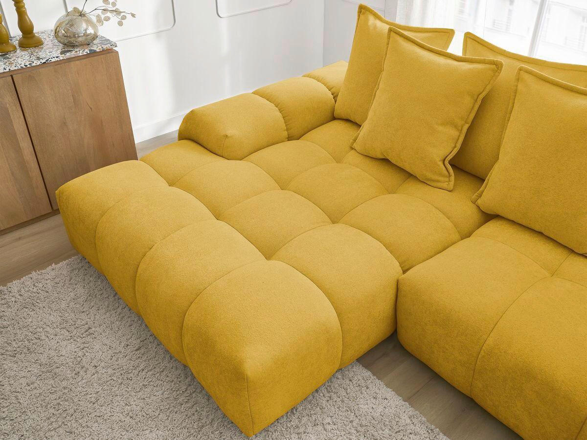 ECKSCHLAFSOFA EVEREST  mit Rücken echt, Armteil links, Armteil rechts Struktur Gelb  - Gelb/Schwarz, MODERN, Kunststoff/Textil (180/318cm) - Livetastic
