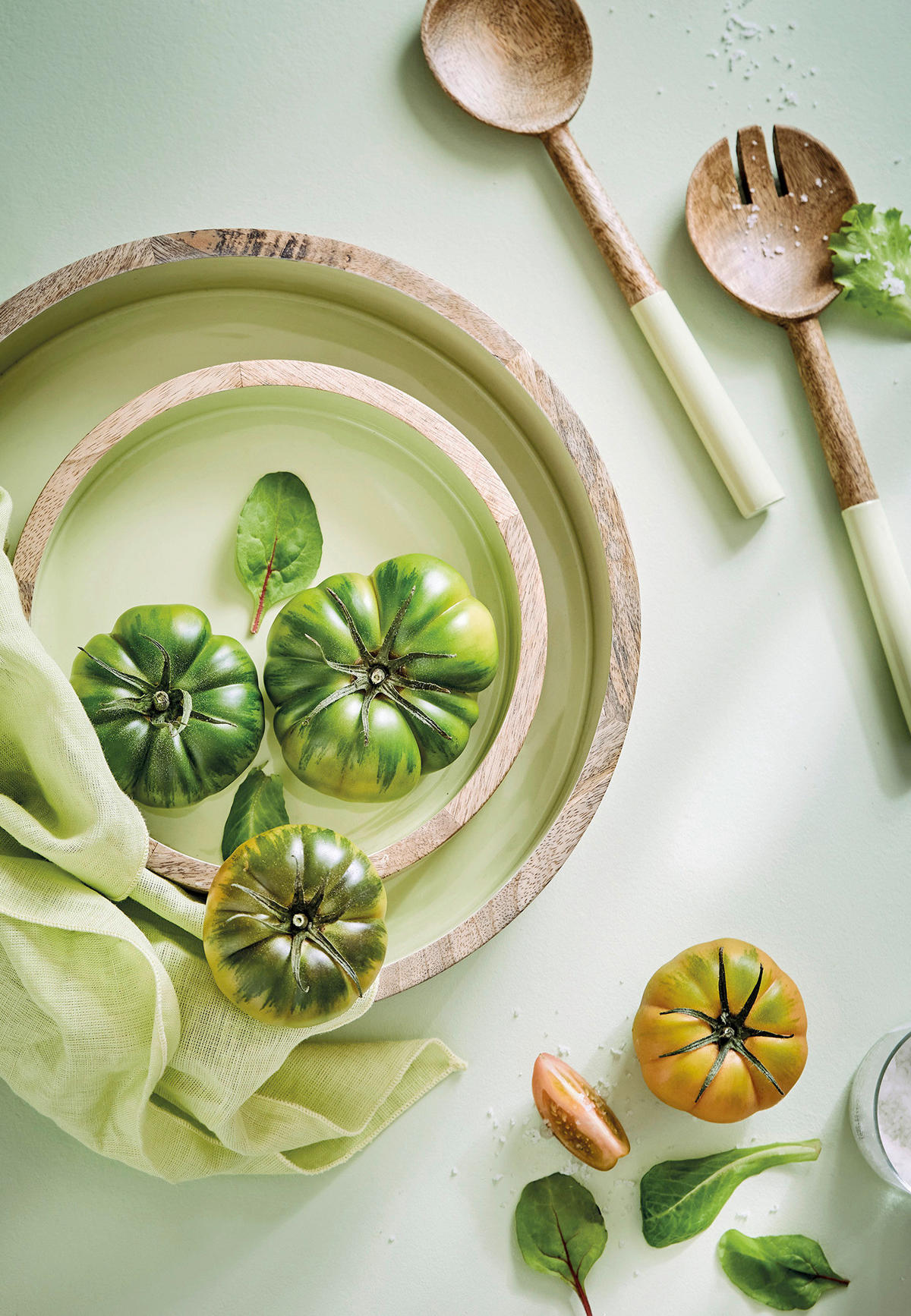 DEKOSCHALE - Salbeigrün/Mokka, Basics, Holz (32,5/8cm) - FYNCH-HATTON