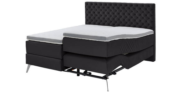 BOXSPRINGBETT 180/200 cm  in Anthrazit  - Chromfarben/Anthrazit, Design, Textil/Metall (180/200cm) - Xora