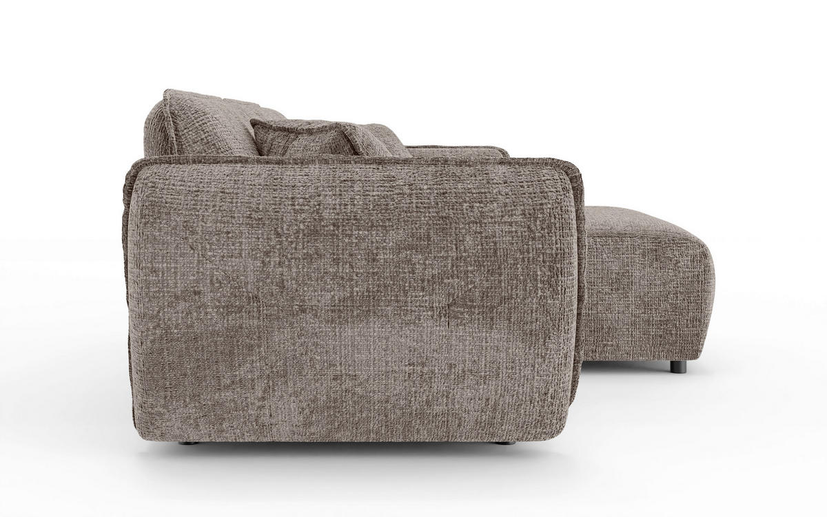 ECKSOFA Nelia Braun Chenille  - Schwarz/Braun, Design, Kunststoff/Textil (252/155cm) - P & B