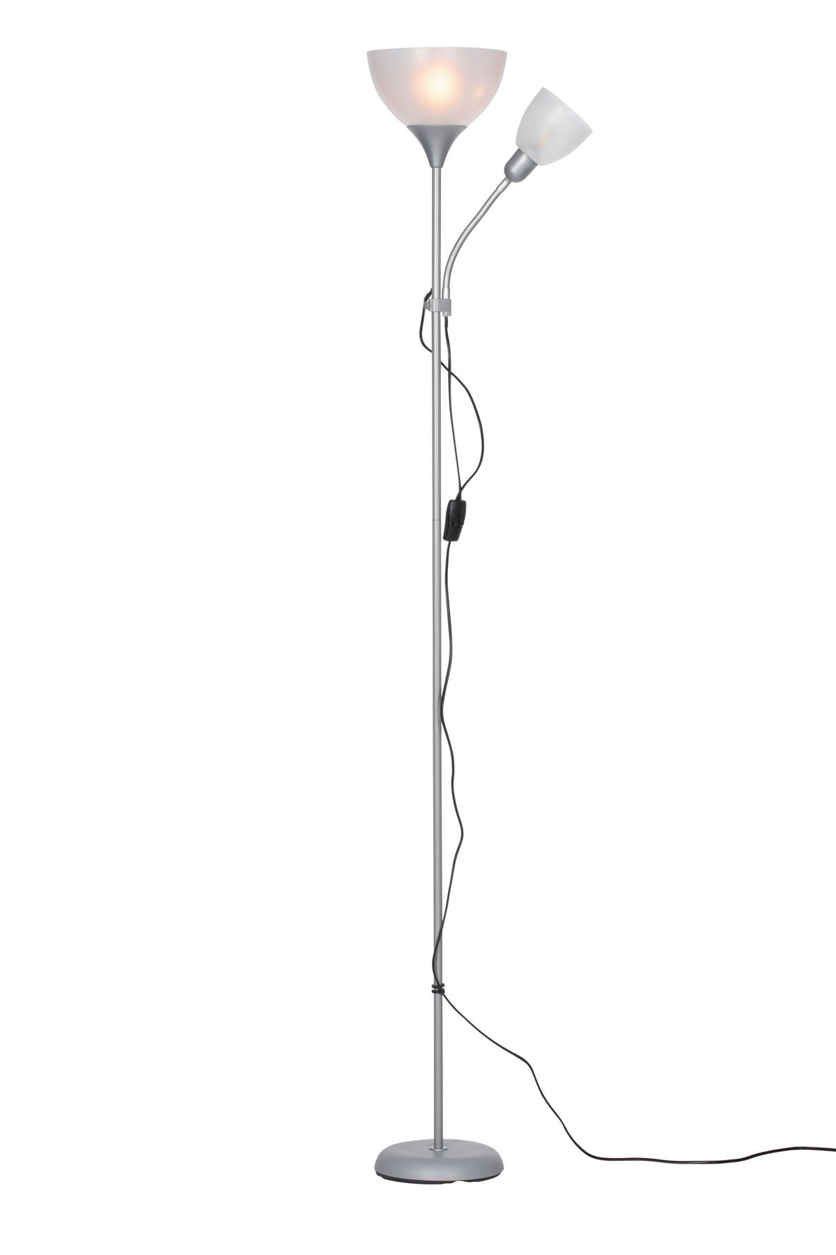 STEHLEUCHTE 42/21/180 cm    - Silberfarben/Weiß, Basics, Kunststoff/Metall (42/21/180cm) - Boxxx