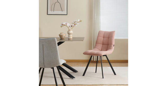 STUHL  Stoffauswahl Leinenoptik  - Schwarz/Rosa, Design, Textil/Metall (47/86/61cm) - Xora