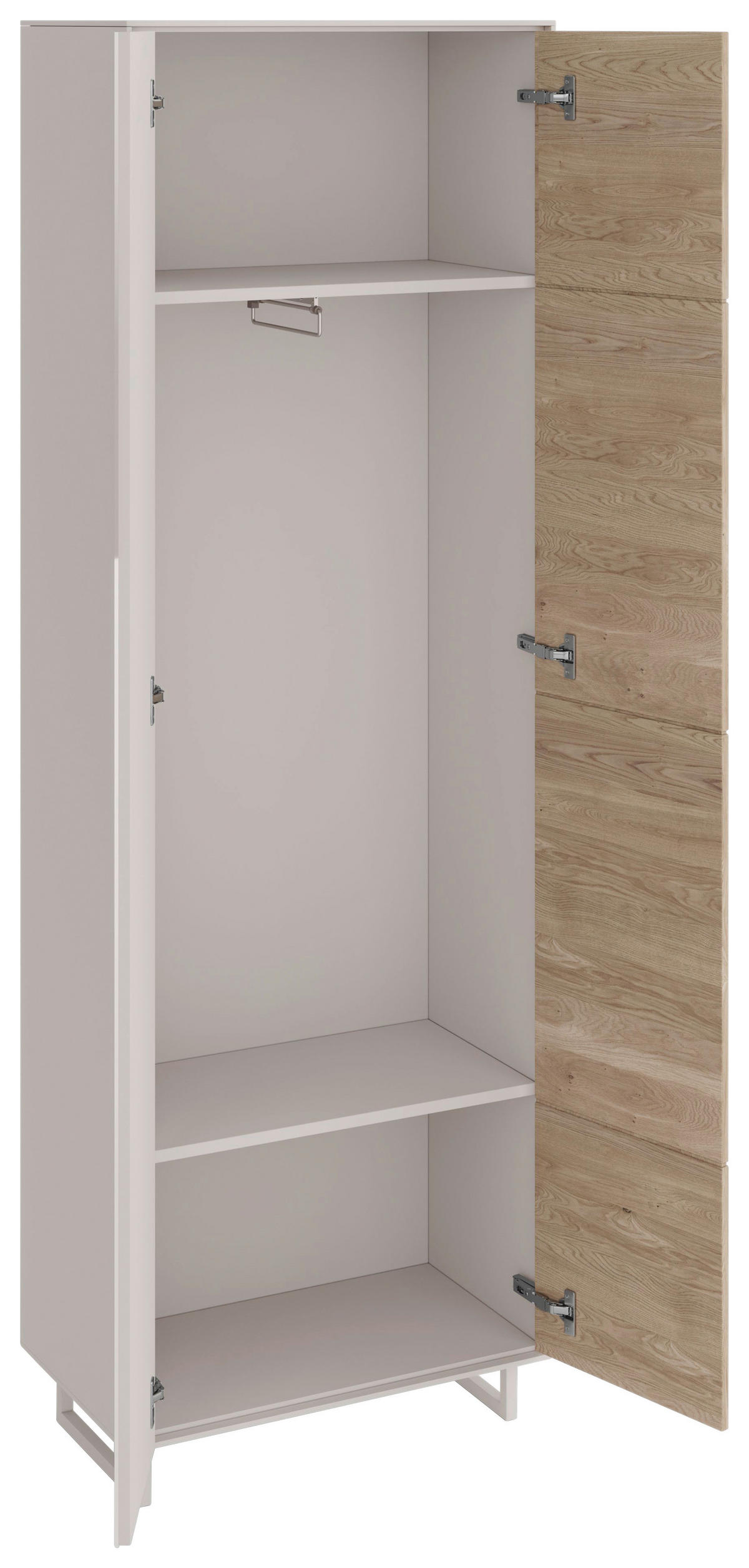 GARDEROBENSCHRANK Kaunas  in 70/197/40 cm  - Kaschmir/Eiche Bianco, Design, Glas/Holz (70/197/40cm) - Livetastic