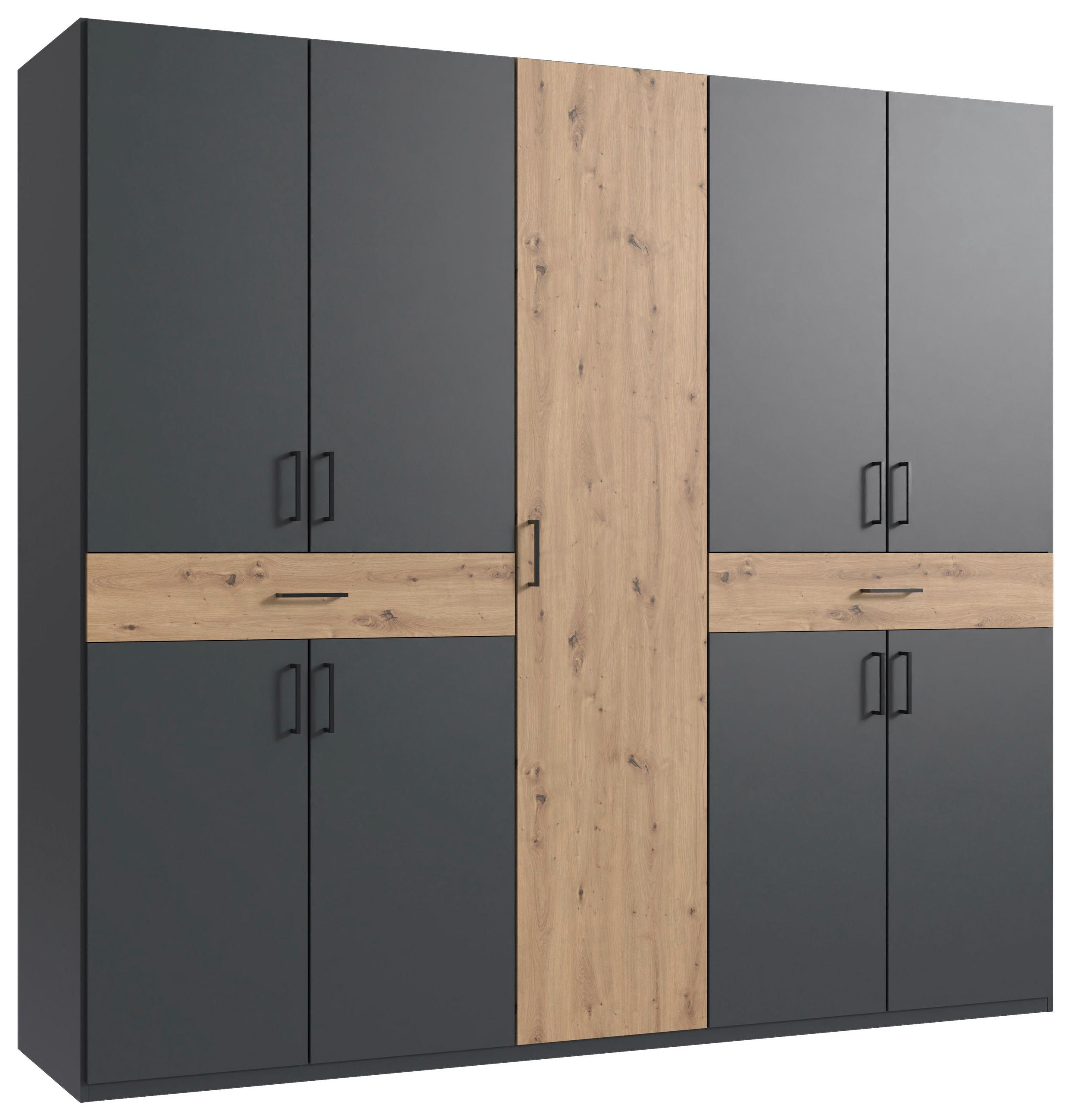 DREHTÜRENSCHRANK in Graphitfarben, Eiche Artisan  - Schwarz/Graphitfarben, Konventionell, Holzwerkstoff/Kunststoff (225/208/58cm) - Carryhome