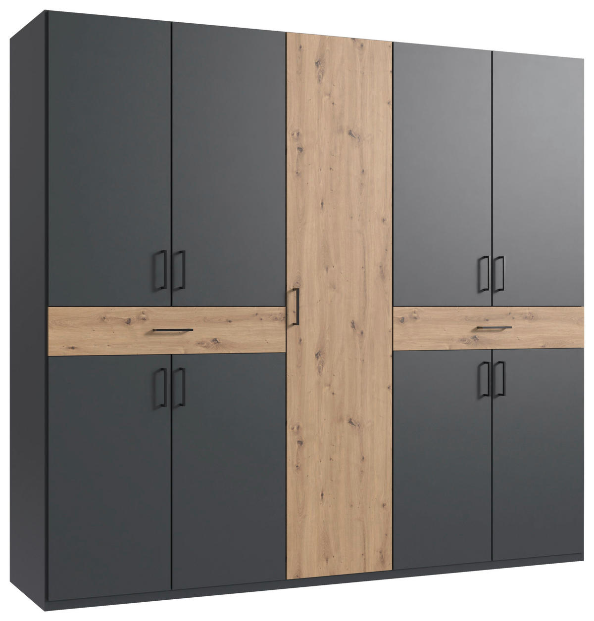 DREHTÜRENSCHRANK in Graphitfarben, Eiche Artisan  - Schwarz/Graphitfarben, Konventionell, Holzwerkstoff/Kunststoff (225/208/58cm) - Carryhome
