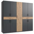 DREHTÜRENSCHRANK  in Graphitfarben, Eiche Artisan  - Schwarz/Graphitfarben, KONVENTIONELL, Holzwerkstoff/Kunststoff (225/208/58cm) - Carryhome
