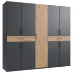 DREHTÜRENSCHRANK  in Graphitfarben, Eiche Artisan  - Schwarz/Graphitfarben, KONVENTIONELL, Holzwerkstoff/Kunststoff (225/208/58cm) - Carryhome