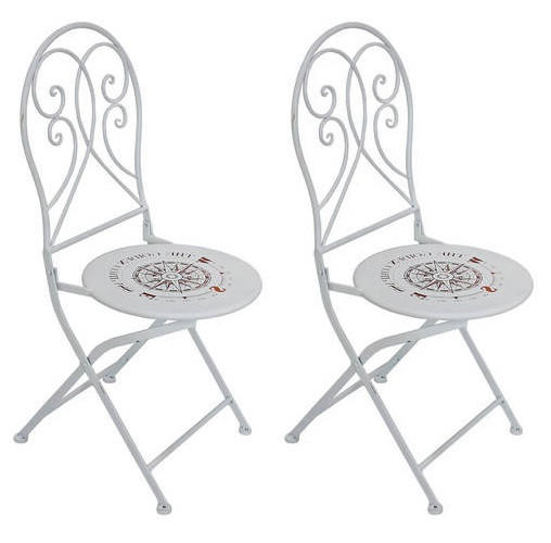 GARTENKLAPPSTUHL-SET Stahl Weiß  - Weiß, Basics, Metall (42/94/50cm) - Gardenson