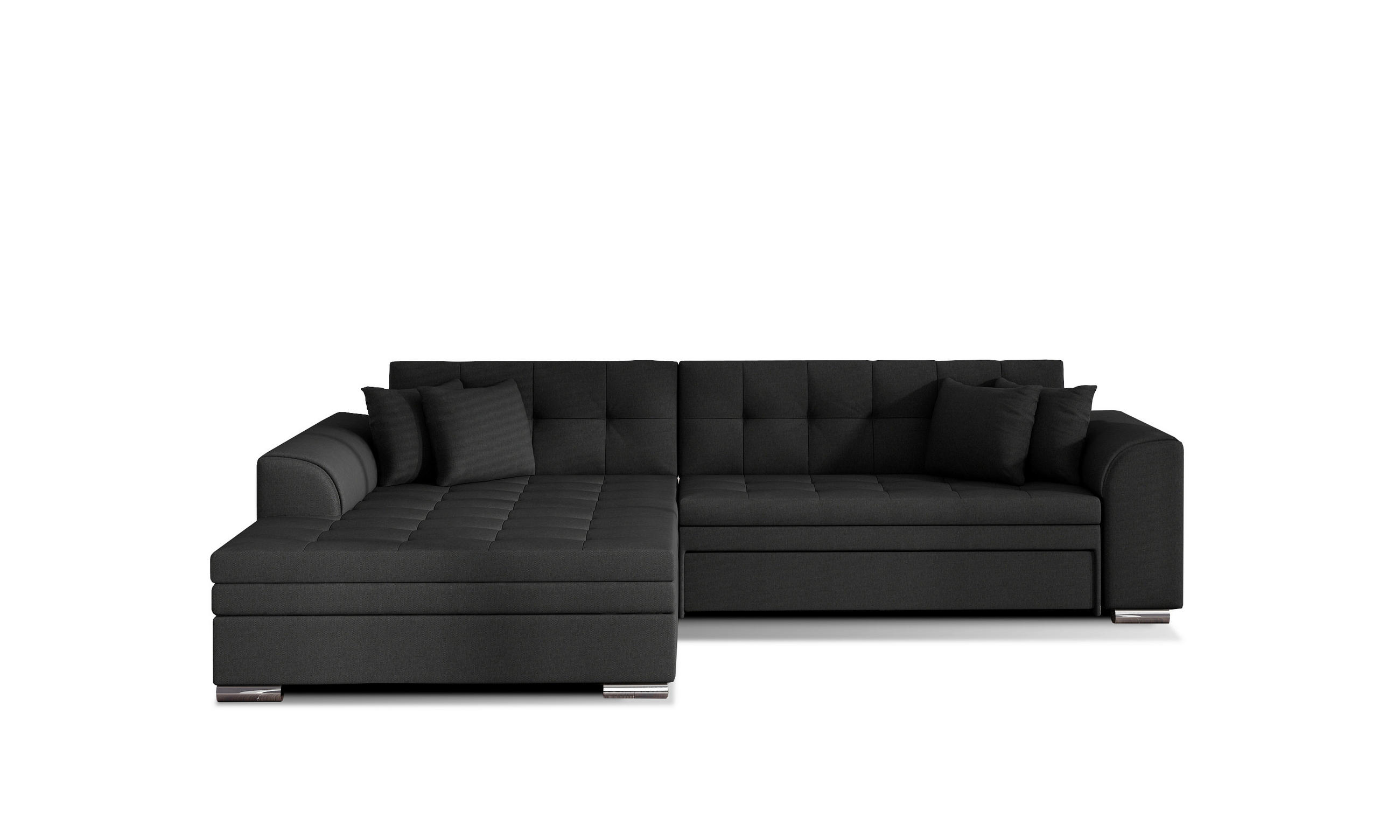ECKSOFA Anthrazit Webstoff  - Chromfarben/Anthrazit, Design, Kunststoff/Textil (194/296cm) - MID.YOU
