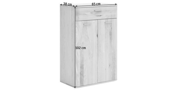 SCHUHSCHRANK  in 65/102/38 cm  - Eichefarben/Nickelfarben, Natur, Holz/Holzwerkstoff (65/102/38cm) - Linea Natura