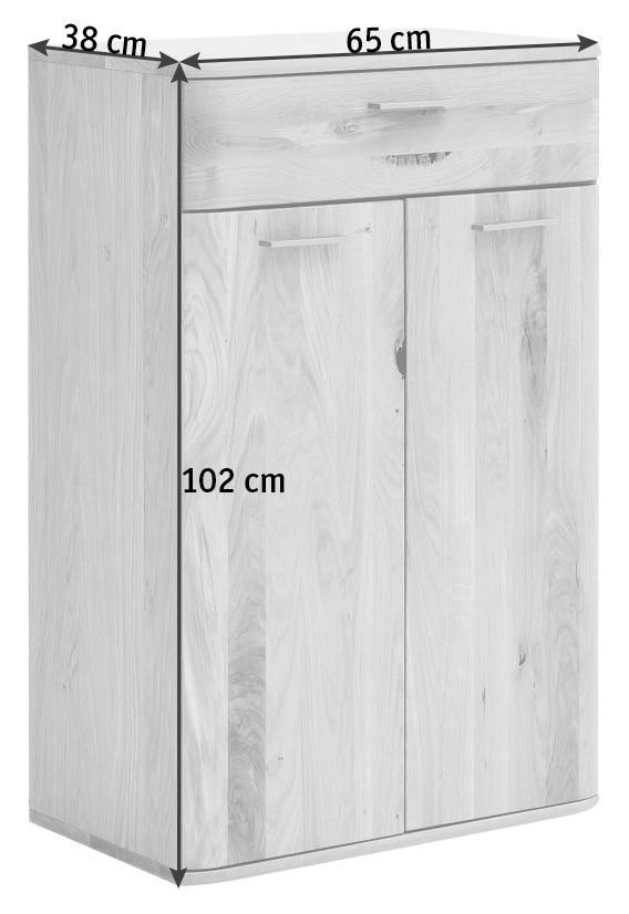 SKOSKÅP  i 65/102/38 cm  - nickelfärgad/ekfärgad, Natur, metall/trämaterial (65/102/38cm) - MID.YOU