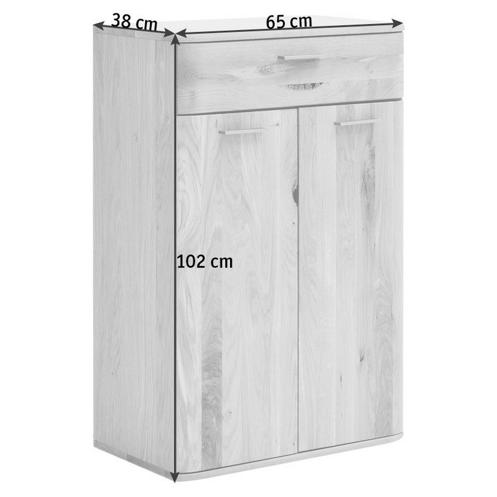 Thumbnail - Mid.you Schuhschrank, Eiche, Metall, Eiche,Balkeneiche,Balkeneiche, furniert,furniert, massiv,massiv, 3 Fächer, 1 Schubl...