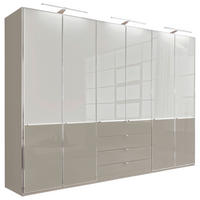 DREHTÜRENSCHRANK in Grau, Weiss  - Chromfarben/Weiss, Modern, Glas/Holzwerkstoff (300/216/58cm) - Novel