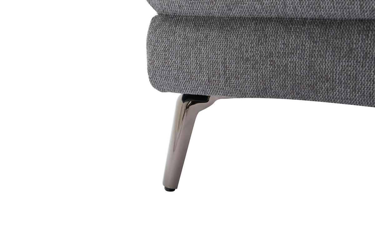 ECKSOFA in Struktur Grau  - Chromfarben/Grau, Modern, Textil/Metall (239/168cm) - MID.YOU