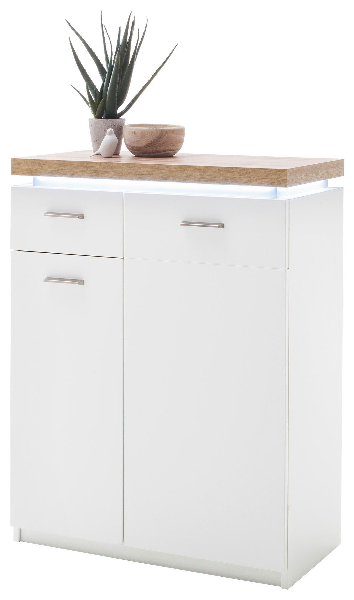 SCHUHSCHRANK  in 75/99/38 cm  - Weiss/Eichefarben, Natur, Holzwerkstoff/Metall (75/99/38cm)