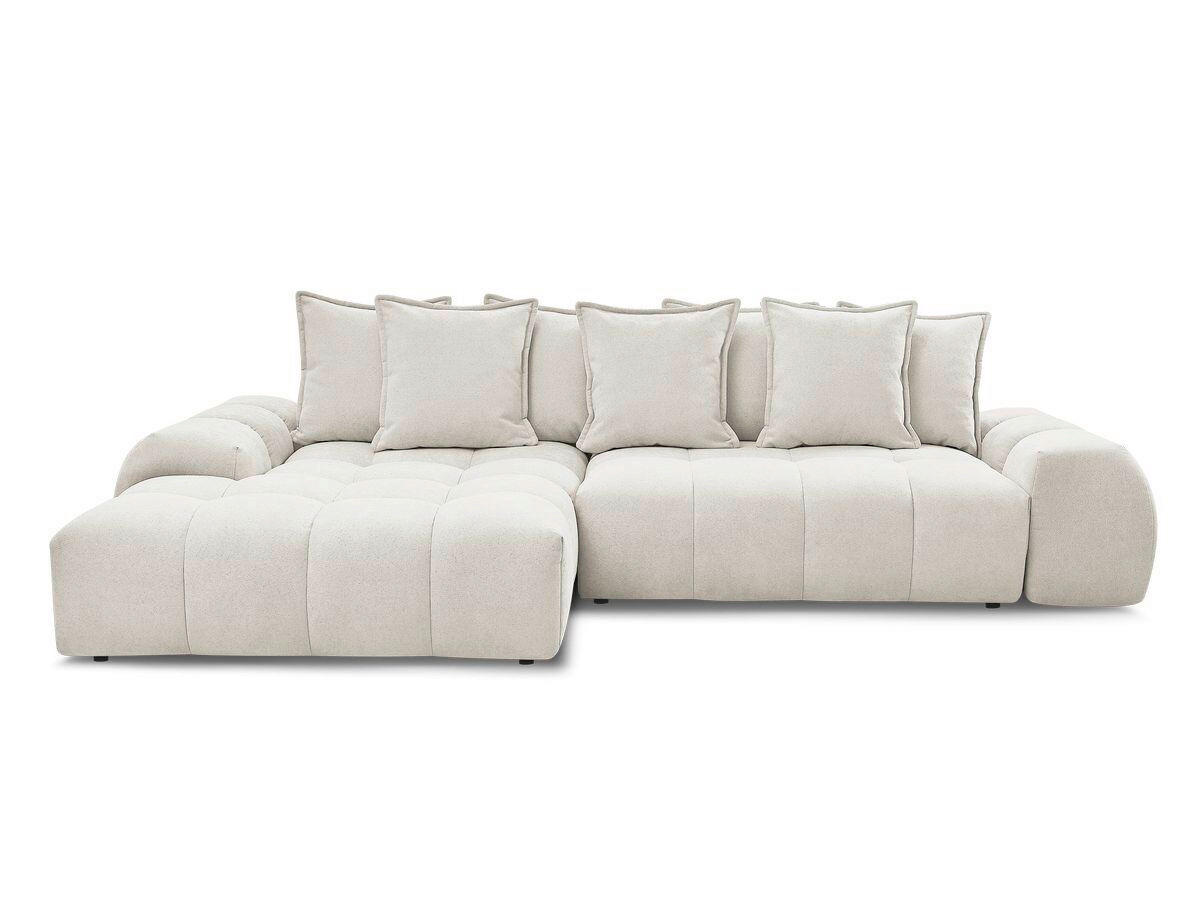 ECKSCHLAFSOFA EVEREST  mit Rücken echt, Armteil links, Armteil rechts Struktur Beige  - Beige/Schwarz, MODERN, Kunststoff/Textil (318/180cm) - Livetastic