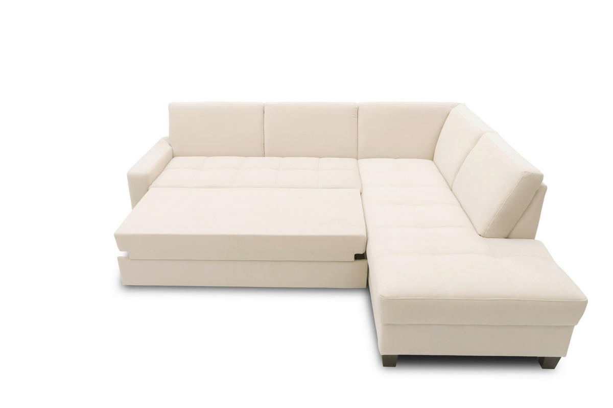 ECKSOFA FLORENTINA Creme Mikrofaser Liegefläche im Originalstoff  - Wengefarben/Creme, Basics, Holz/Textil (243/209cm) - MID.YOU