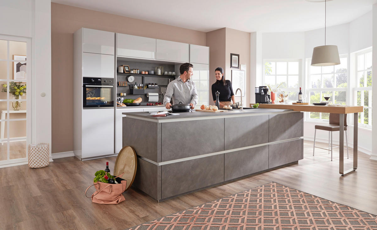 KUCHYNĚ NA MÍRU DK704 - světle šedá/antracitová, Design, kompozitní dřevo - Dieter Knoll
