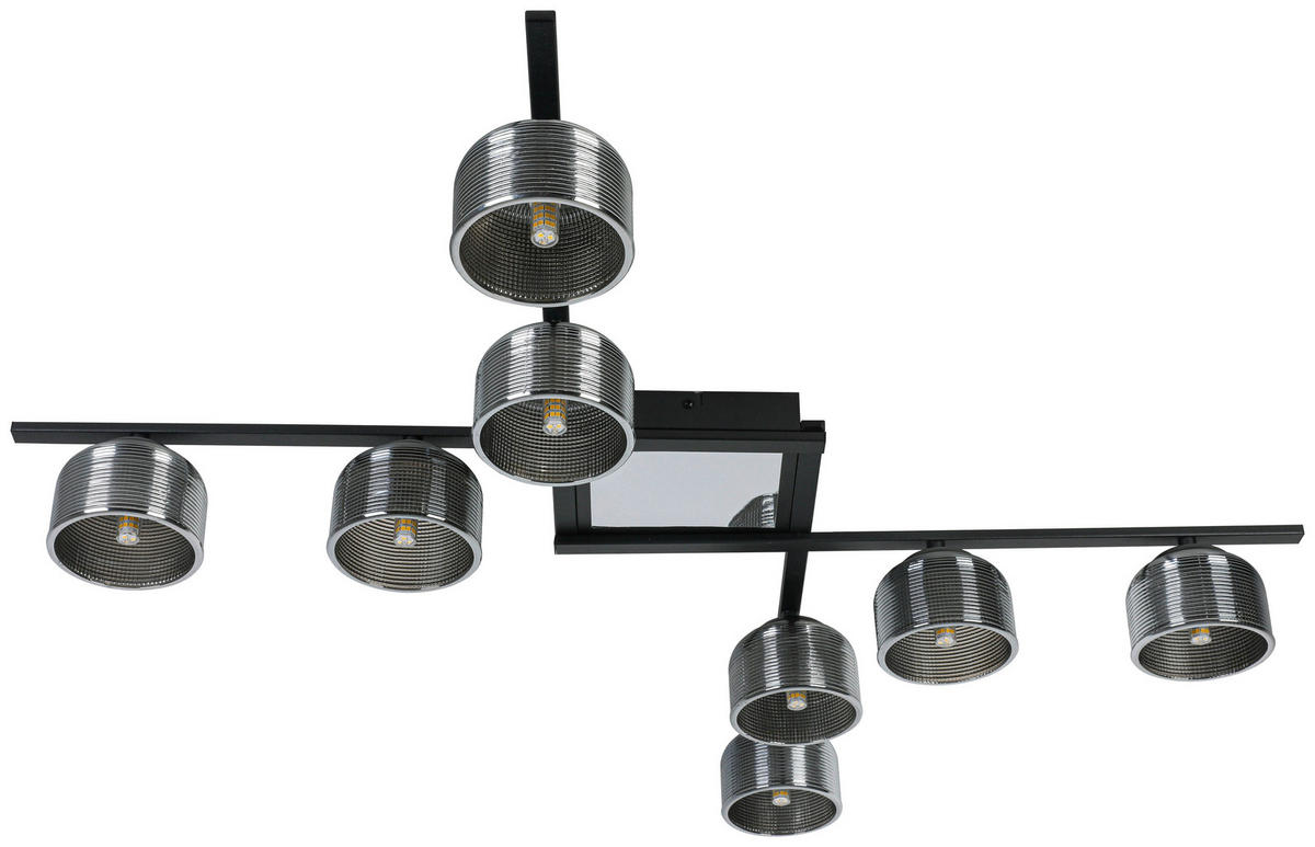 DECKENLEUCHTE    89/89/14 cm  - Chromfarben/Schwarz, Trend, Glas/Kunststoff (89/89/14cm) - Novel