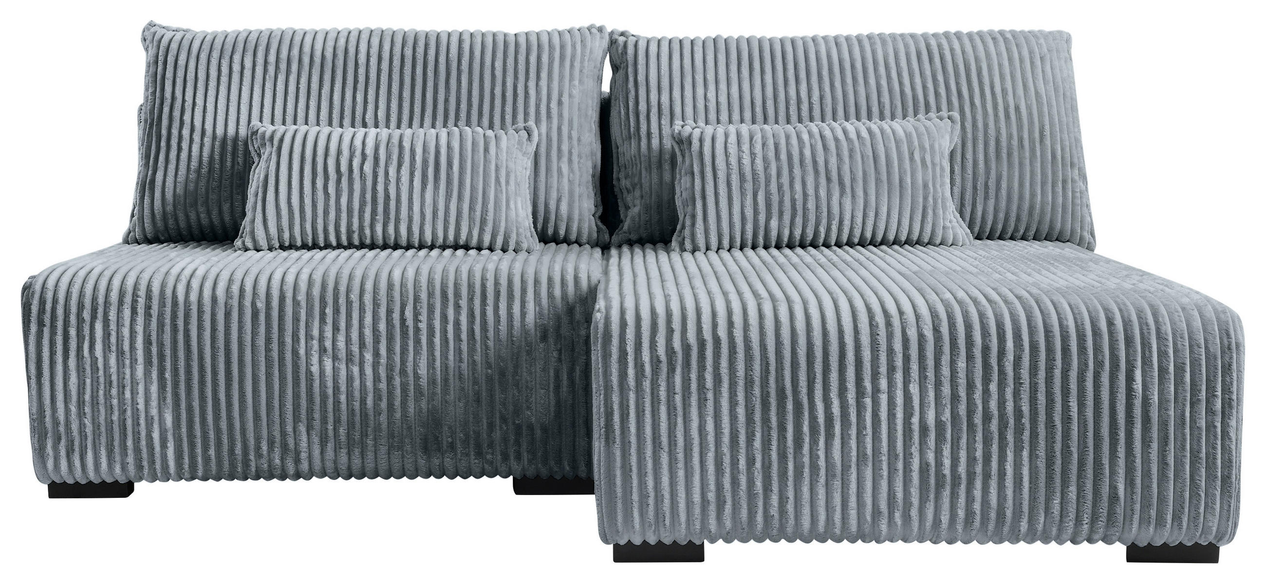 ECKSOFA in Cord Grau  - Schwarz/Grau, Modern, Holz/Textil (210/145cm) - MID.YOU