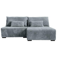 ECKSOFA in Cord Grau  - Schwarz/Grau, Modern, Holz/Textil (210/145cm) - MID.YOU