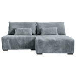 ECKSOFA Grau Cord  - Schwarz/Grau, MODERN, Holz/Textil (210/145cm) - Carryhome