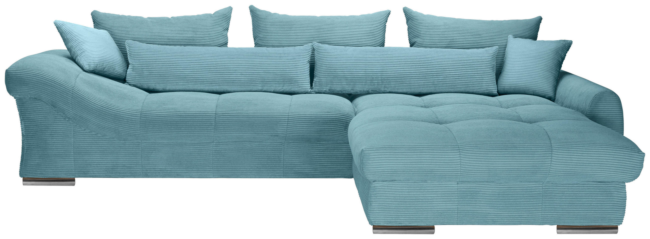 ECKSOFA Türkis Cord  - Türkis/Chromfarben, KONVENTIONELL, Textil/Metall (335/225cm) - Carryhome