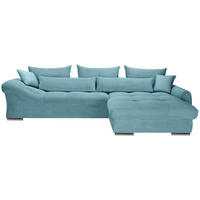 ECKSOFA Türkis Cord  - Türkis/Chromfarben, KONVENTIONELL, Textil/Metall (335/225cm) - Carryhome