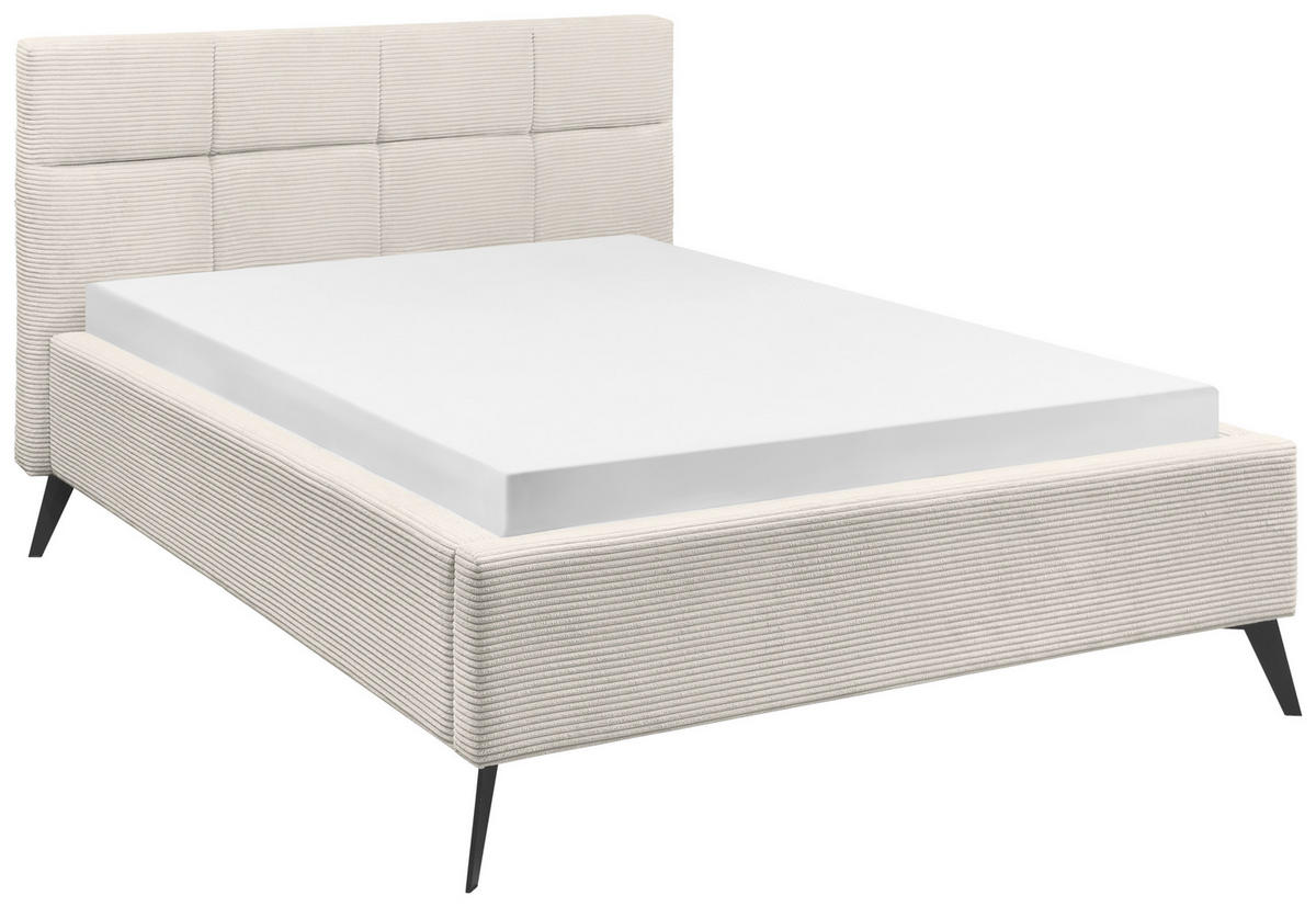 POLSTERBETT 140/200 cm,  in Beige,  - Beige/Schwarz, KONVENTIONELL, Textil/Metall (140/200cm) - SetOne by Musterring