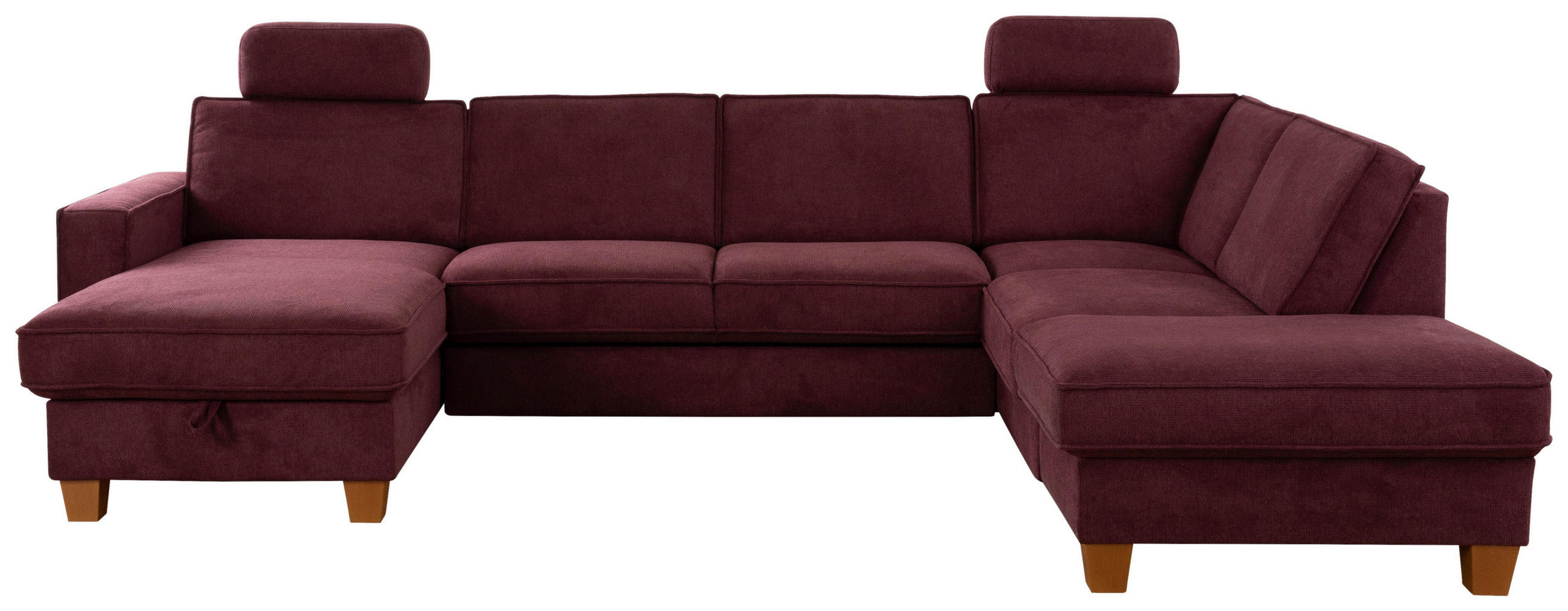 WOHNLANDSCHAFT in Flachgewebe Dunkelrot  - Eichefarben/Dunkelrot, Konventionell, Holz/Textil (161/309/213cm) - Sit & More
